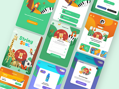 String Soul | Online piano practice app for kids - UI Redesign animal app design education app illustration ios ipad kids kids app learning app piano ui ux