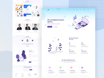 Agency Landing Page UI design (Responsive) adobe xd digital digital agency figma homepage design html template illustration landing page responsive design team work typography ui design user experience user interface ux design web design website website concept website design