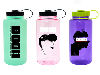 Doin Fine Bottles album beverage bottle branding design drink logo merch mikemerrilldesign music partial print producer promo promotional rapper singer songwriter type water