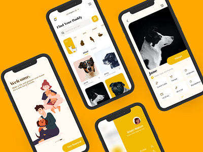 Pets Adoption App UI adopt adoption animal app dog dog lover illustraion interface ios mobile app mobile ui pet pet adoption pet care pet shop pets ui deisgn uiux