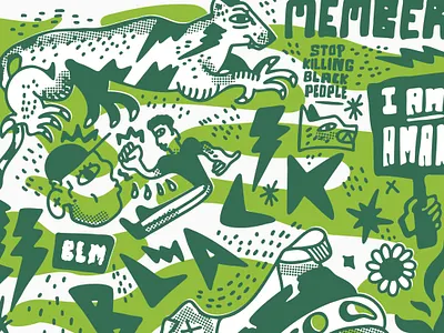 BLM Poster blacklivesmatter flower handmadetype illustration panther poster protest