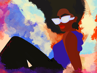 Aphrodite affinitydesigner african woman afrofuturism beautiful black concept design fashion flat illustration girl illustration people purple sexy girl style sunglasses vector