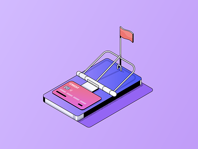 Credit Card trap 3d brand branding credit credit card finance fintech flag gradient icon iconography illustration isometric logo minimal mouse trap shadow startup texture trap