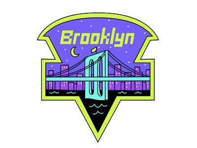 Brooklyn Sticker apparel bike branding brooklyn brooklyn bridge cycle drawing illustration merch neon new york nighttime nyc sport sticker