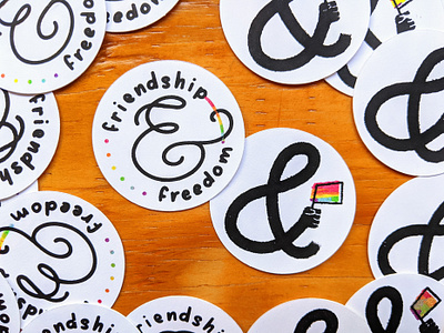 Hand Printed Pride Stickers ampersand handmade lgbtqia pride printmaking screen print silkscreen stickers