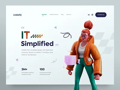 Linkkify™ Website - Part3 🔥🤘 3d design header it landing landingpage tech trend ui uidesign uiux web web design webdesign website