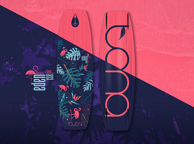 TONA Eden beach vibe board graphic flamingo illustration kiteboarding pink purple tropical vector