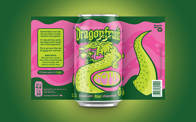 Dragonfruit Sour Beer Can alberta alberta beer beer beer can beer label brewery calgary can canada craft beer dragon dragonfruit edmonton green illustration label packaging product yeg yyc