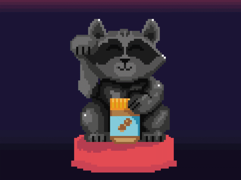 PeanutButter illustration peanut butter pixel art pixelart raccoon