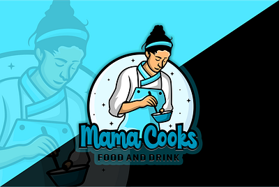 Mama Cooks chef cook cooking cute drink food girls logo logo design mama moms people