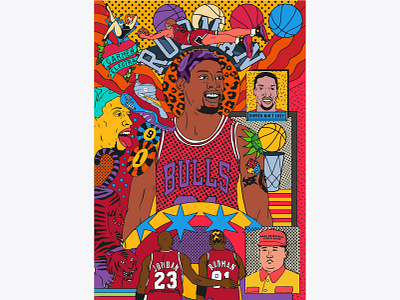 The Last Dance - Dennis Rodman basketball basketball logo basketball player branding character design chicago chicago bulls design documentary illustraion movie art nba nba poster netflix netflix art popart sports design