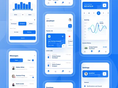 Job Finder App app card chart clean design earning find find job finder ios job finder mobile navbar ui uidesign uiux uxdesign