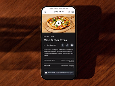 Gozney Mobile Recipe ecommerce mobile pizza product recipe ui ux