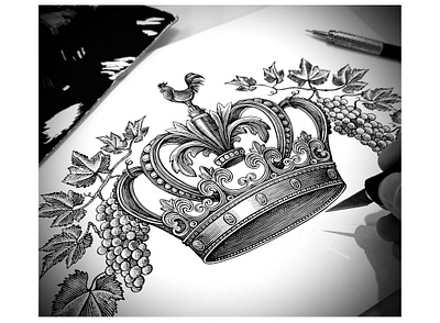 Toscana Privata Logo mark illustrated by Steven Noble artwork branding coat of arms crest design engraving etching illustration line art linocut logo pen and ink scratchboard steven noble woodcut