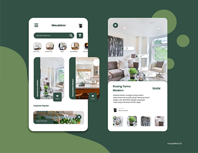 Room Decoration Inspiration App Design app app design appdesign clean ui decoration design green inspiration mobile mobile design mobile ui room ui ux ui design