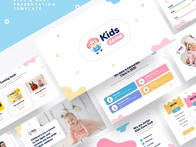Kids Zone – Kids & Baby Powerpoint Template baby boy care child childhood children classroom color colorful cute daycare education elementary fun game girl kid kids kindergarten learning