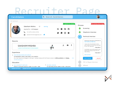 Recruiter Page hiring interiew product design recruitment recruitmentsoftware recruitmentsystem scheduler ui user experience user experience designer user experience ux user interface user interface design userinterface ux