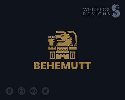 BEHEMUTT Logo behemoth branding castle crest design fantasy logo monster vector