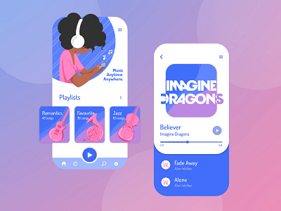 Music App Design Daily UI #009 app design graphics illustration music music app music app ui music ui ui ui design user experience user interface vector vector art