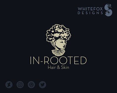 IN ROOTED Logo beauty branding design female hair logo nature tree vector