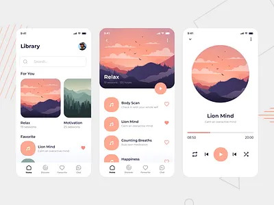 Meditation Plans APp design flatdesign meditation meditation app music ui