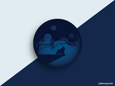 Calm badge blue dheerajsorbit gorilla illustration logo vector