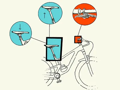 Dropper drawing adventure bike bike ride illustration mountain bike outdoors retro