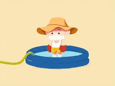 Summer 2020 character design illustration mask photoshop pool