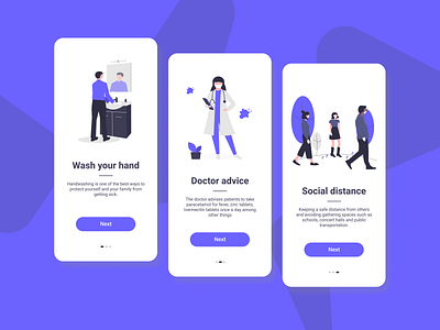 Onboarding Covid App app awareness color corona coronavirus covid19 doctor doctor app health app healthcare illustraion onboarding splashscreen trendy uidesign uxui