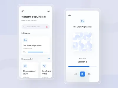 Meditation App UI app app design blue clean color concept design flat graphic icon interface ios meditation minimal simple type ui ui design uiux ux