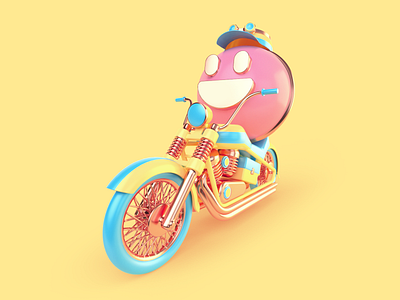 VK Fest poster project 3d bike c4d cartoon cinema4d emoji illustration motorcycle smile