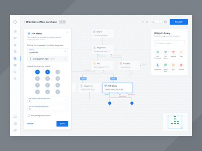 Flow Builder app automation clean configuration design flow flowbuilder icons ivr minimal product saas sketch typography ui ux widgets