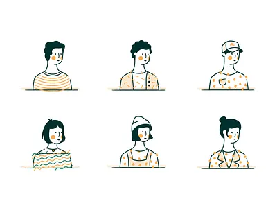 Character Illustrations avatar avatar design branding character characters design female females hair head human illustration people sleeknote ui