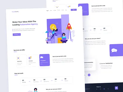 Automation Agency - Landing Page 😊 art character clean colors creative design illustration interface landing landing page layout product design purple style ui uidesign vector web design webdesign website