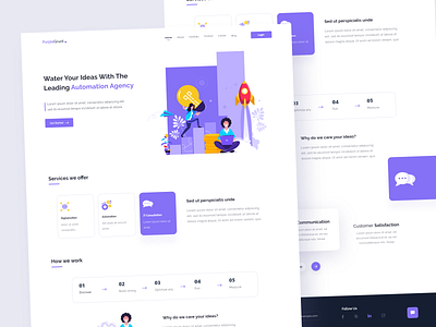 Automation Agency - Landing Page 😊 art character clean colors creative design illustration interface landing landing page layout product design purple style ui uidesign vector web design webdesign website