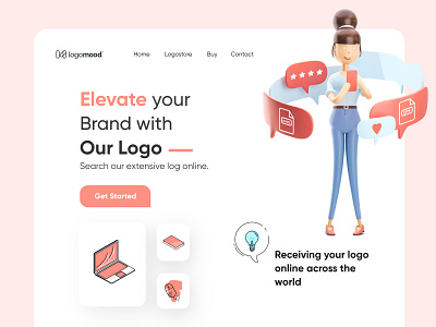 3D Creative Web/Landing page-UX/UI Design 3d adobe xd animation branding characterdesign clean concept design 2020 illustration landing page minimal mobile mobile app mobile ui poppular designer print product design topdesigner typography website design