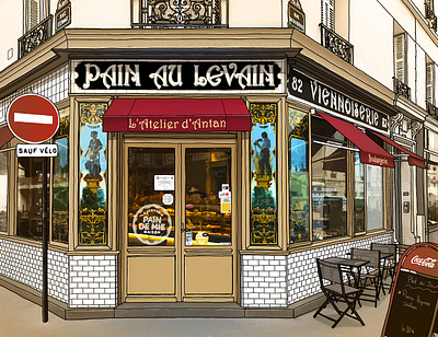 Boulangerie bakery illustration series shop vintage