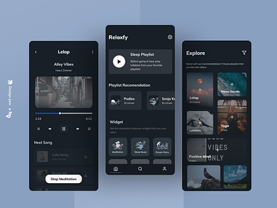 Design Exploration - Meditaion Apps app application design figma interface meditation mobile app design mobile ui music app music player ui uiux ux