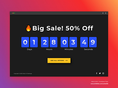 DailyUI_#014 - Countdown Timer adobe xd adobexd app design countdown counter daily ui dailyui dailyui014 dailyuichallenge dark minimal mobile app sale ui ux ui design ux design website