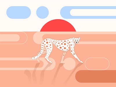 Cheetah animal cute design geometric icon illustration vector