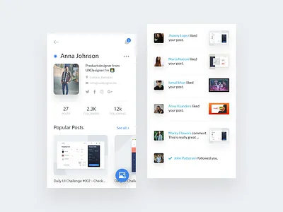 User Profile notication ui notifications socialapp ui user experience design user interface user interface design userprofile