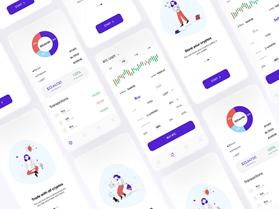 Crypcoin app app design bitcoin crypto crypto currency crypto exchange crypto wallet cryptocurrency exchange illustration ios mobile app mobile ui onboarding uidesign