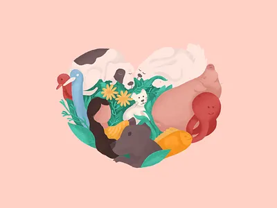 Wherever We Go, Carry Love in Your Heart alllivesmatter animals art care character color concept design equality graphic graphic design heart illustration illustrator love procreate together