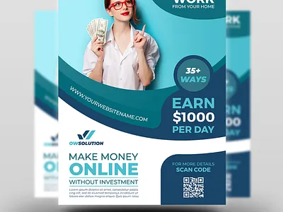 Make Money Online Flyer Template affiliate banners business campaign discount earn earn online internet make make money online market marketing minatullah shah money multipurpose online online money pay poster price