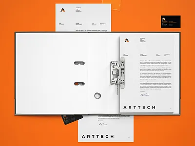 Arttech architecture branding business card company corporal geometry identity letterhead logo logomark minimal stationary vector