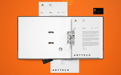 Arttech architecture branding business card company corporal geometry identity letterhead logo logomark minimal stationary vector