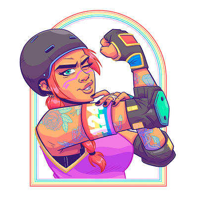 Stay Strong character design drawing girl illustraion love is love pride pride 2020 pridemonth roller roller derby skate