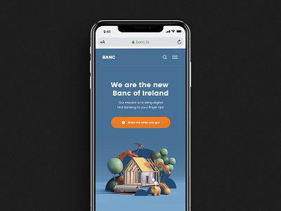 BANC bank banking landing page ui