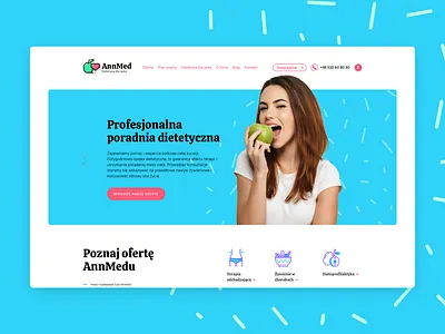 Annmed - small website for diet expert apple colors diet dietetician icons medical ui ux woman