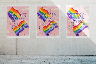 Everybody is free to love digital digital illustration flags illustration photoshop pink poster pride pride 2020 pridemonth